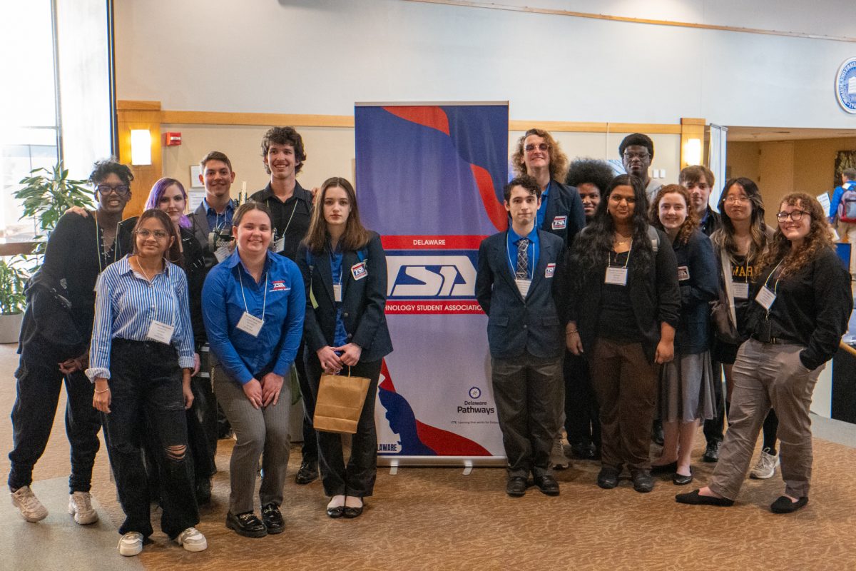 The Newark TSA competes at a successful State Leadership Conference. From Left, Ariana Duker, Guiuliana DeSantis, Khushi Fnu, Ryan Bachman, Kaname Walls, Deniz Eastman, Scout Heiger, Vincent DiPersio, Jamie Yonko, William Salt, Prisha Thurairajah, Kemael Kodji, Cora Meehan, Owen Powers, Chengying Zhang.
